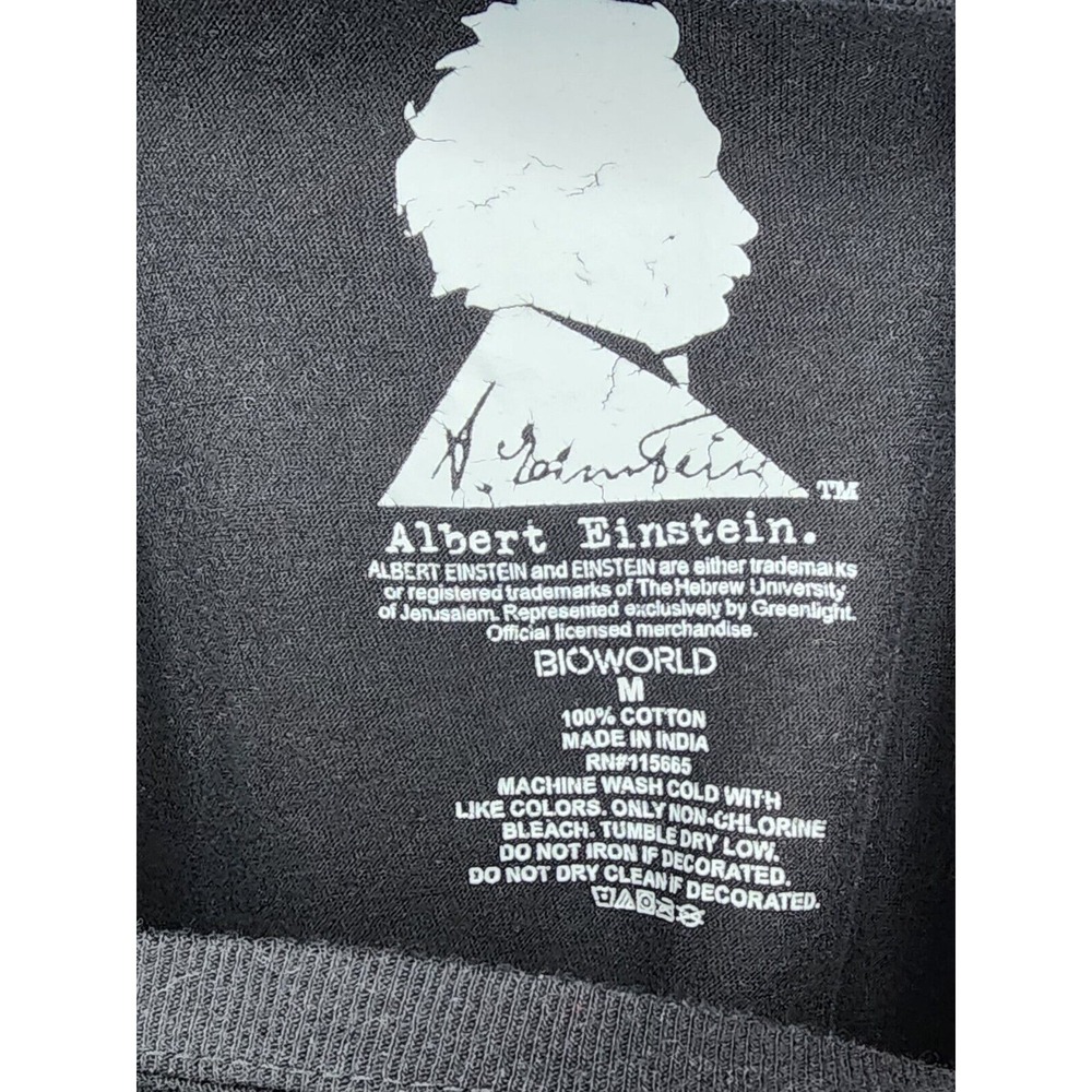 Men's Medium Albert Einstein Bio world Black Emb. Head Short Sleeve T-Shirt - Picture 5 of 5